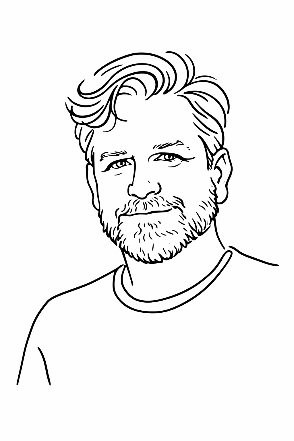 Line drawing of Devin Fidler